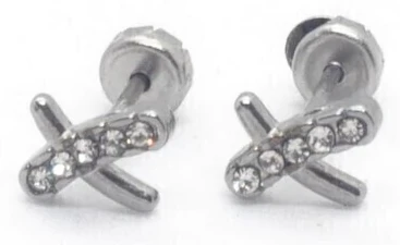 Aros abridores de acero quirurgico cruz con stras 9mm con cajita